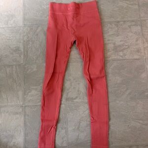 Ribbed Coral High-Waist Leggings for Women
